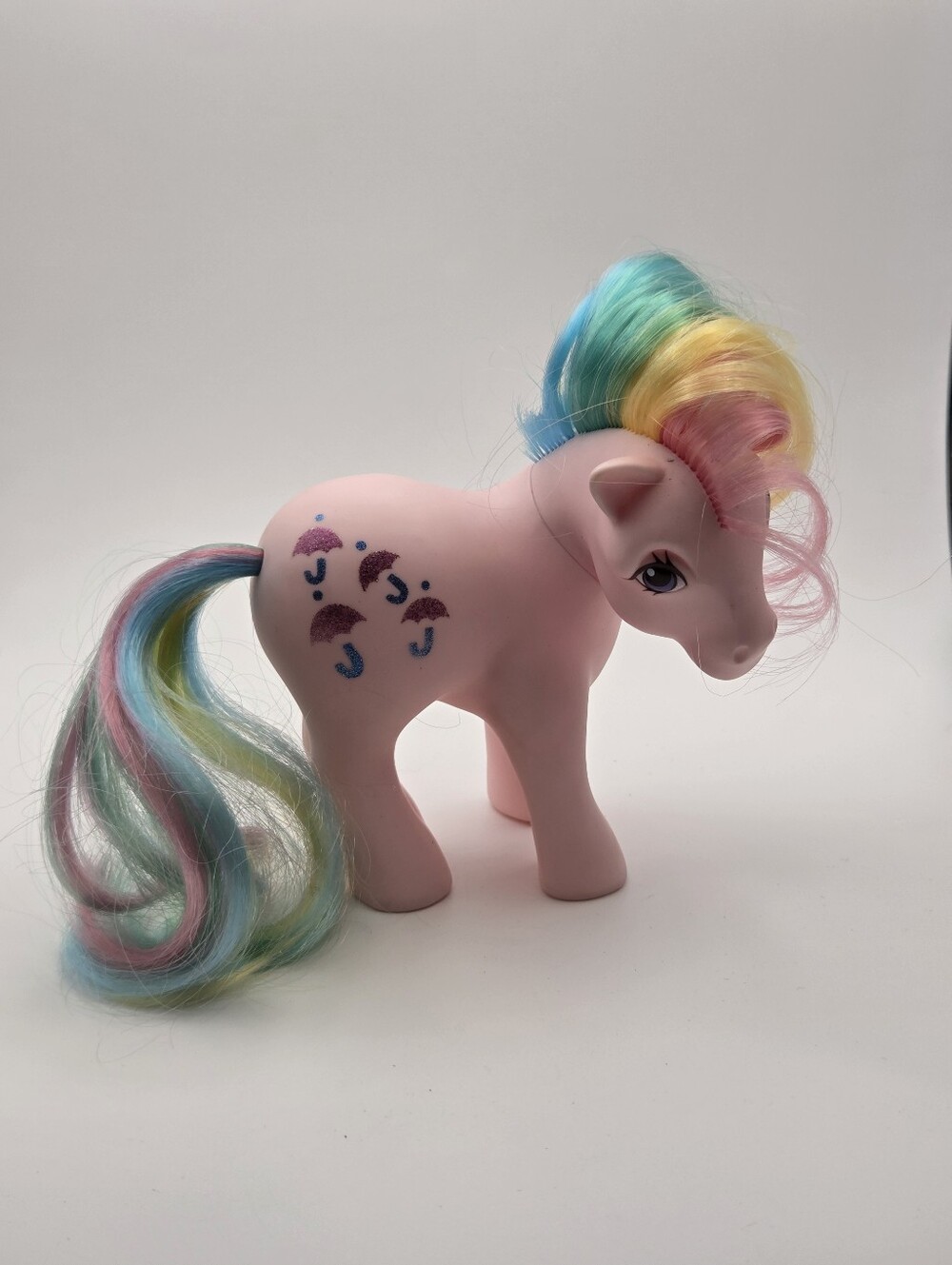Vintage 1983 My Little Pony Parasol Pink Pony Rainbow Hair Umbrella Mark G1